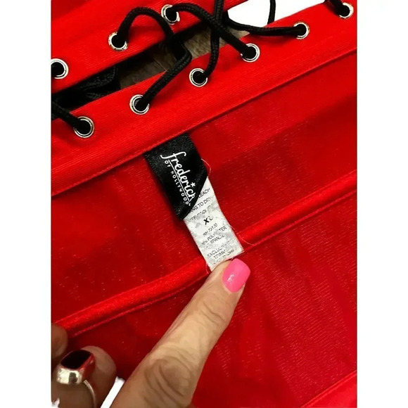 Frederick Of Hollywood Women Off The Shoulder Red & Black Floral Corset Size XL - Picture 4 of 5